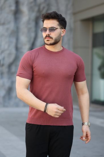 Erkek Viskon Kumaş Bisiklet Yaka Basic Tişört resmi